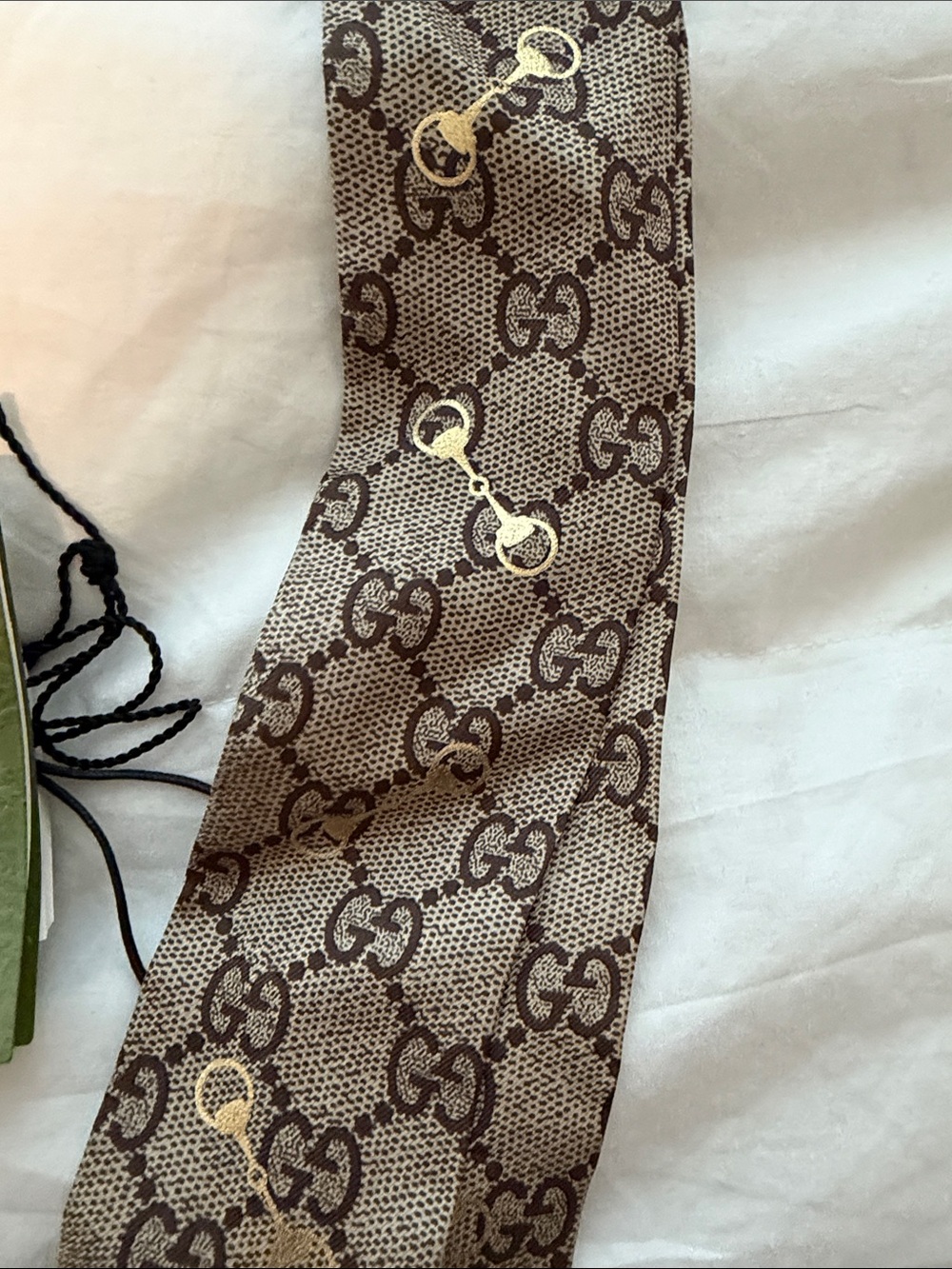 Gucci Brown GG Monogram Silk Twilly - Picture 3 of 5